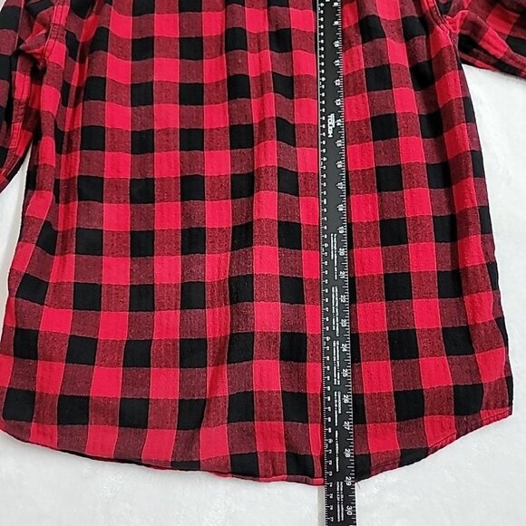 Faded Glory Mens Buffalo Plaid Flannel Shirt Long Sleeve Red & Black Size Med - Picture 8 of 12